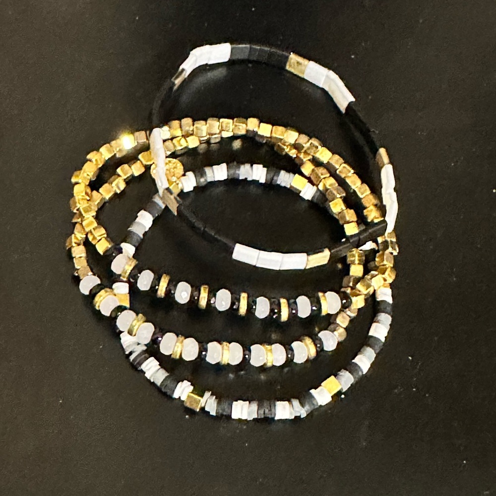 Black White and Gold Bracelets